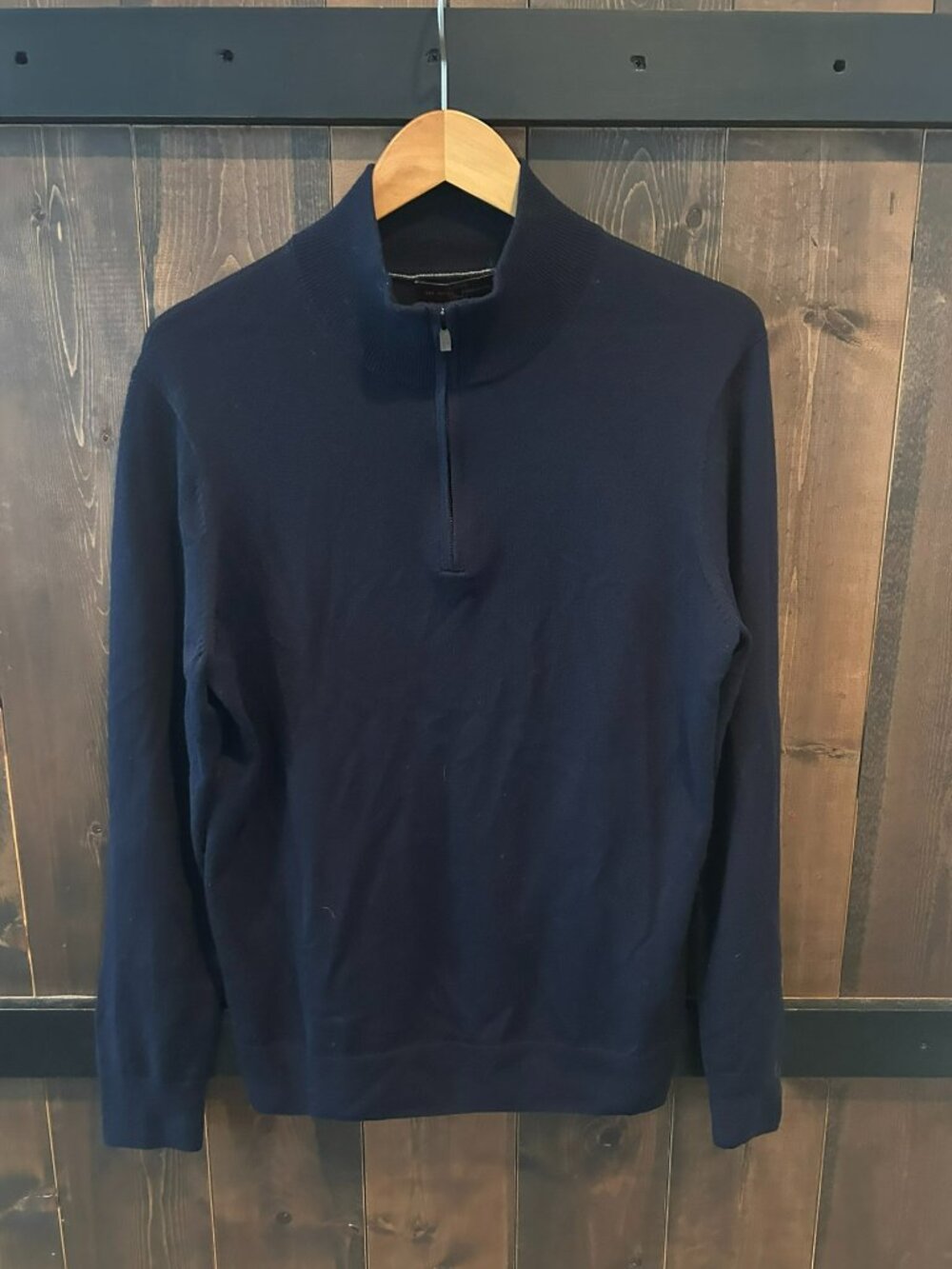 Black Brown 1826 Quarter Zip 100% Extra Fine Merino Wool Sweater Men's Size M